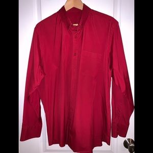 Men’s Red Button Down Oxford Holiday Shirt Size XL